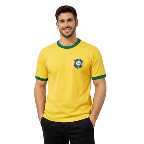 Camisa Brasil Home 1970 Retrô - Amarela